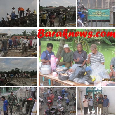 Masyarakat Kedul Kendal Desa Banjarsari sedang gotong royong Pengecoran Mesjid Jami Baitul Muqorrobin